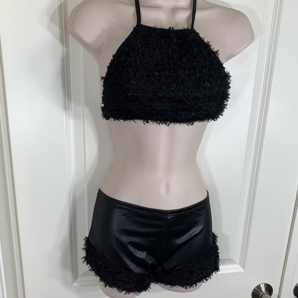 Rare Vintage Y2K Leg Avenue Fuzzy Crop Top Shorts - Picture 8 of 16